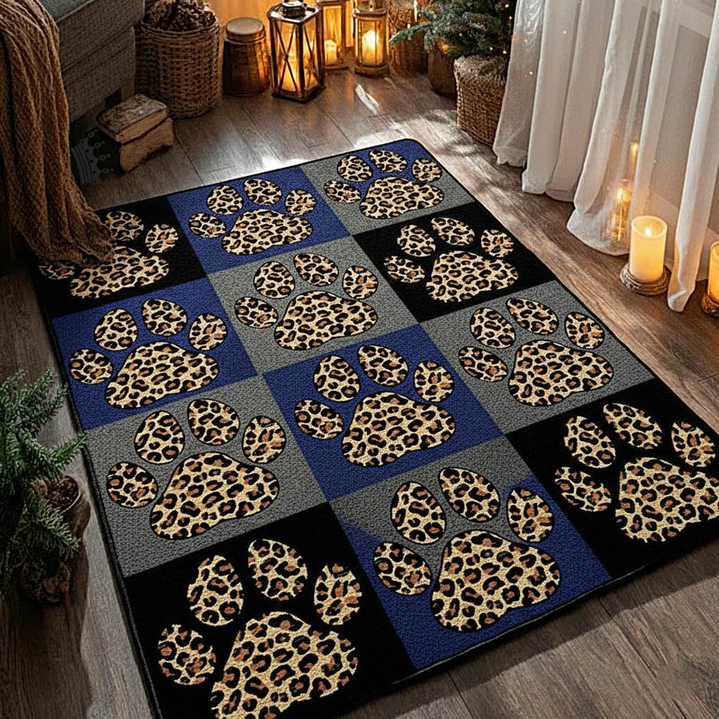 Leopard Paw Area Rug - Non-Slip Washable 3D Print Rug for Living Room & BedroomTVC2108159