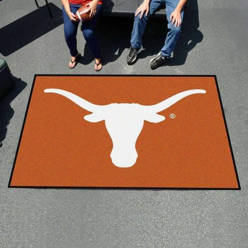 Longhorn Logo Rug Ideal for Game Room Decoration Orange and White