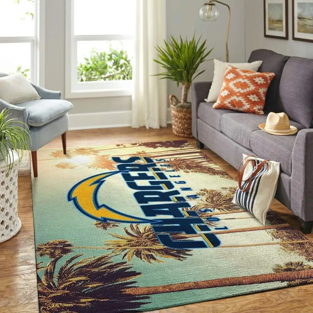 Los Angeles Chargers Rug - Area for Living Room Decor Blue and Yellow