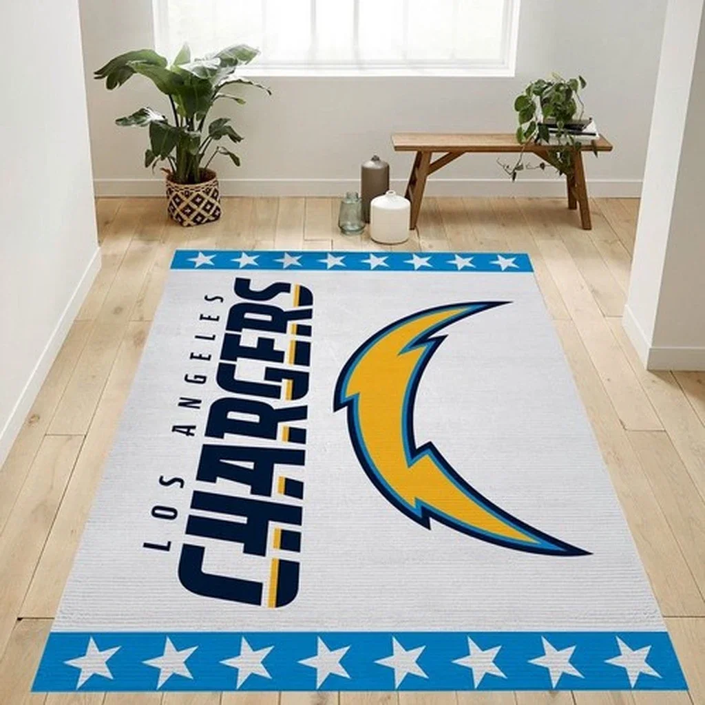 Los Angeles Chargers Rug - Area Perfect for Fans Room Decor Blue and Yellow
