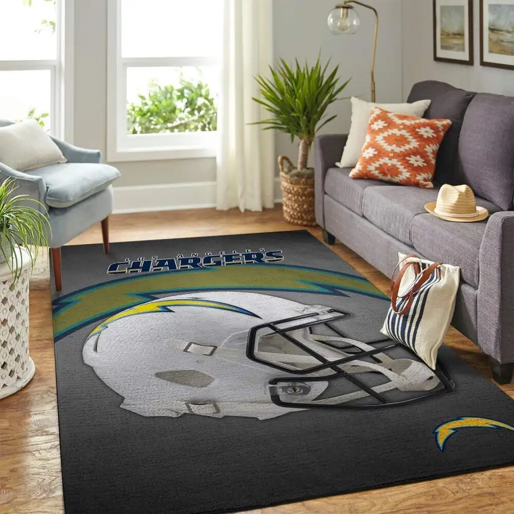 Los Angeles Chargers Rug - Team Logo for Living Room Carpet Blue and Gray