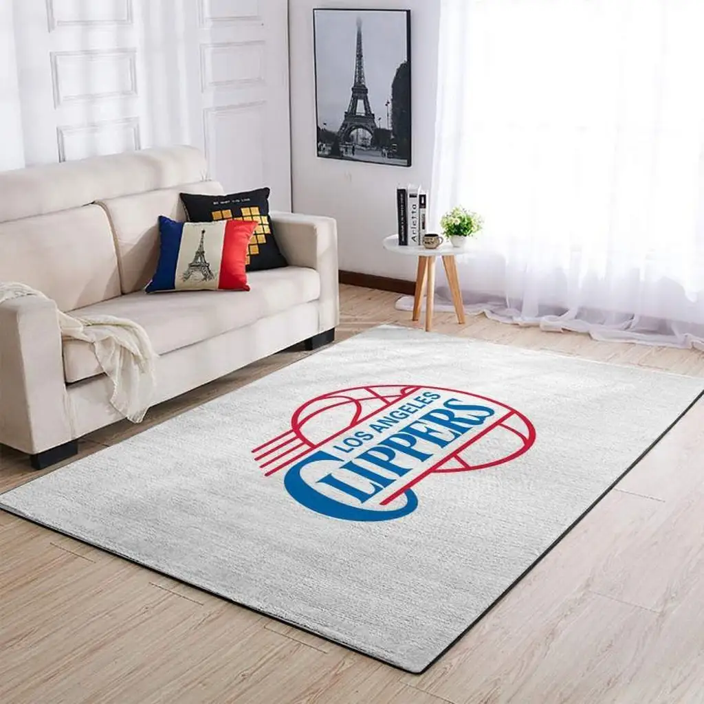 Los Angeles Clippers Rug - Area for Living Room Decor Blue and White