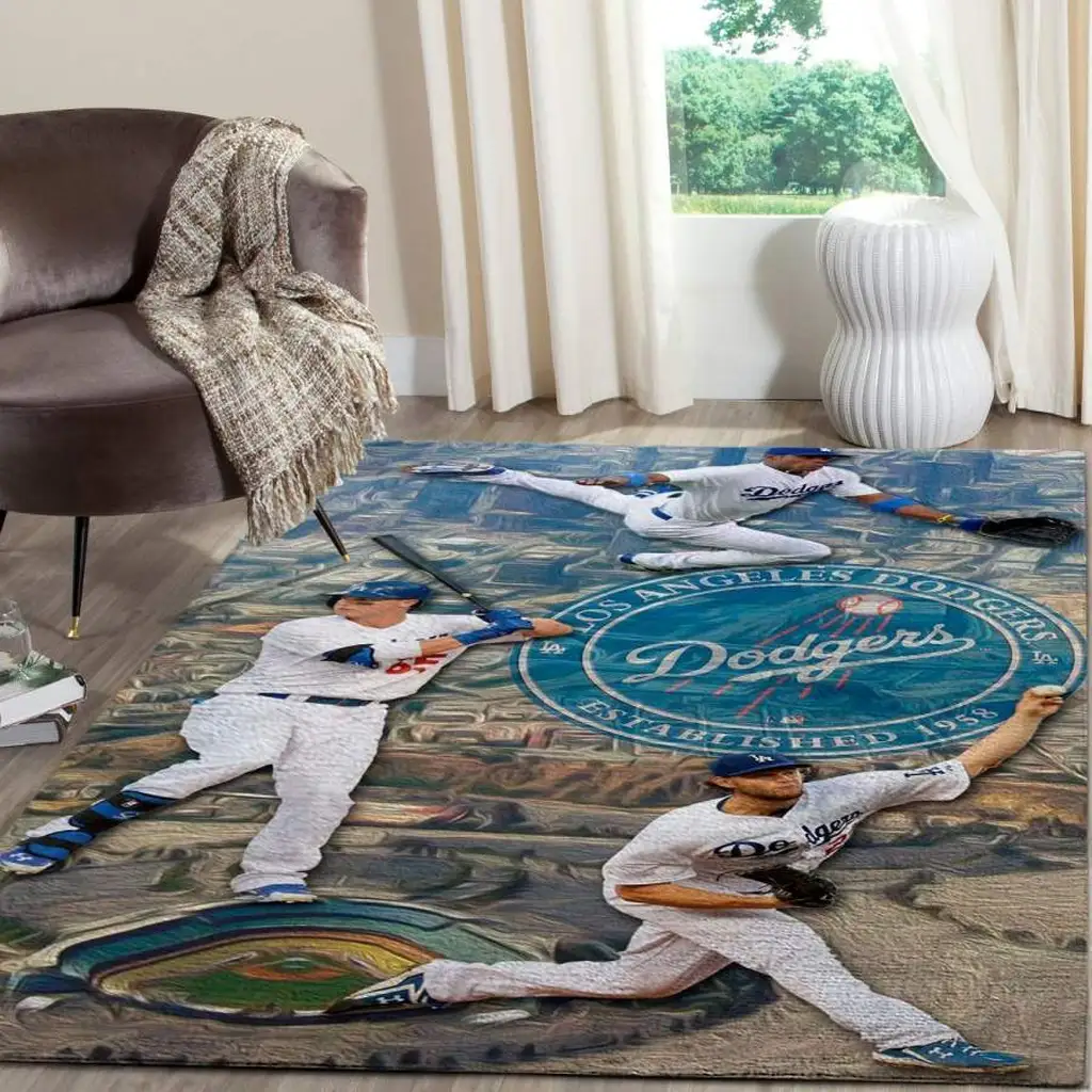 Los Angeles Dodgers Rug - Baseball Team Area for Fans Blue and White