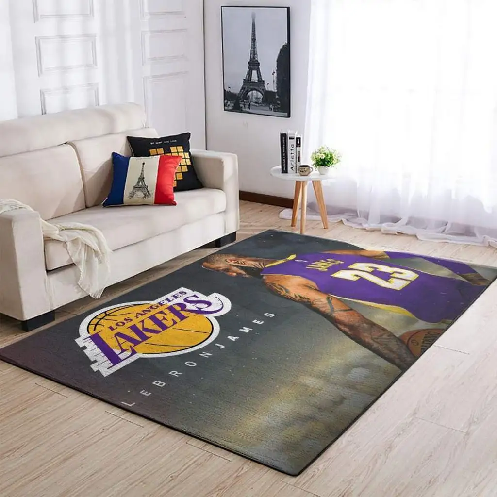 Los Angeles Lakers Rug - LeBron James Basketball Purple and Yellow