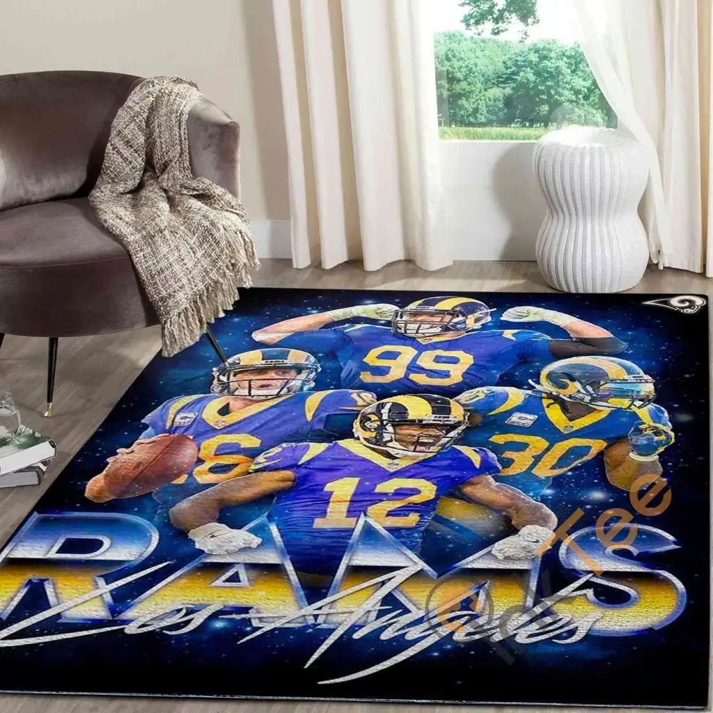 Los Angeles Rams Rug - Football Players Area for Fans Blue and Yellow