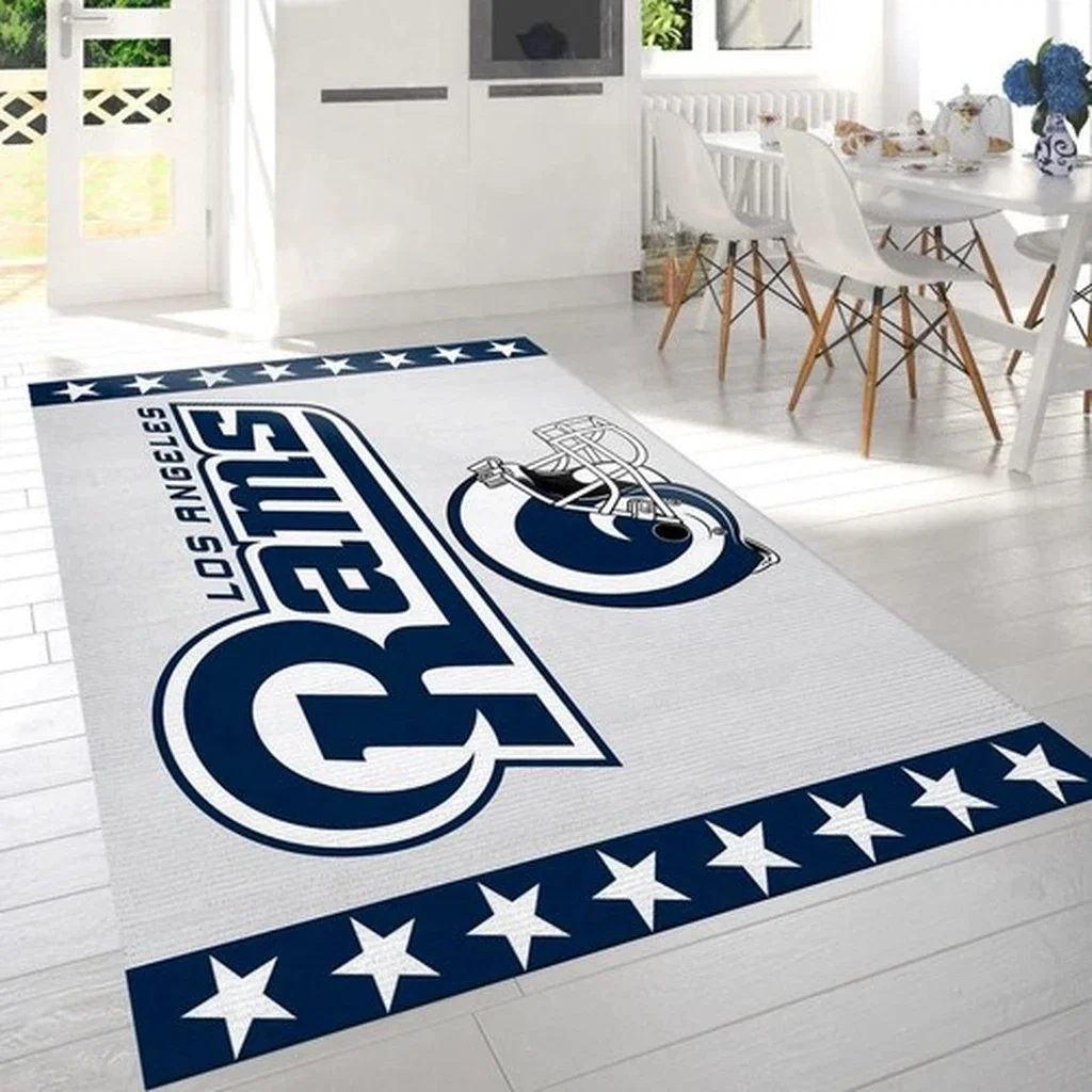 Los Angeles Rams Rug - Large Area for Living Room Blue and White