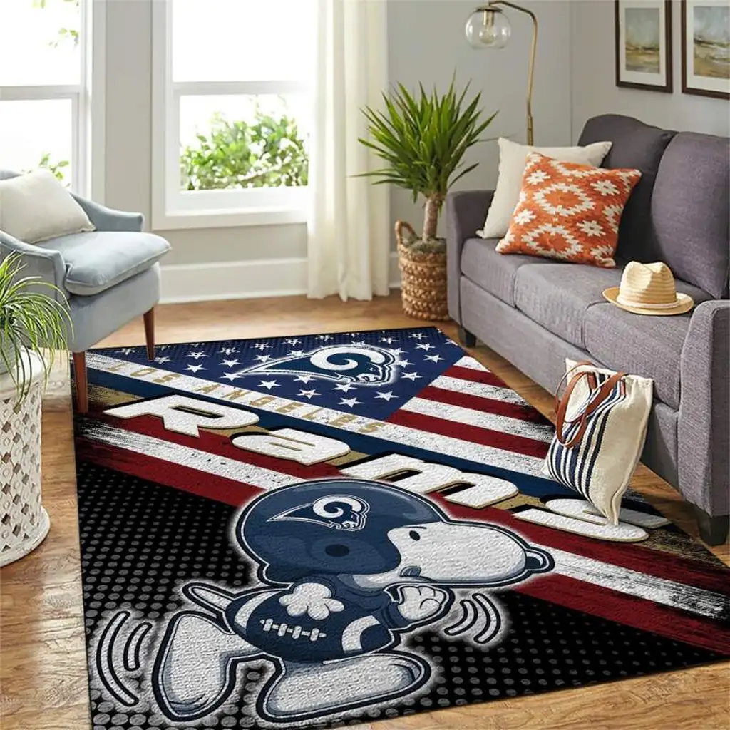 Los Angeles Rams Rug - Living Room Decorative Carpet Blue and White