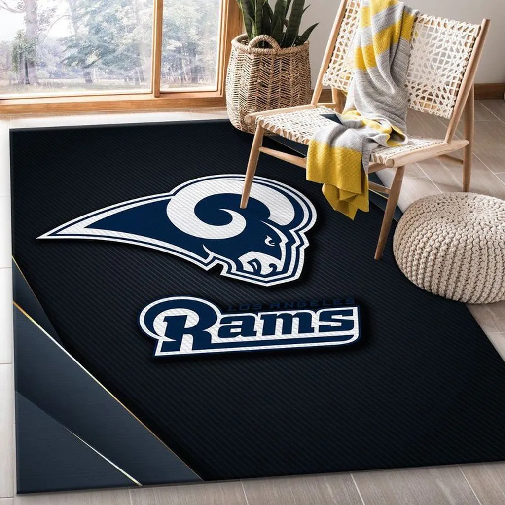Los Angeles Rams Rug - Modern for Living Room Decor Black and White