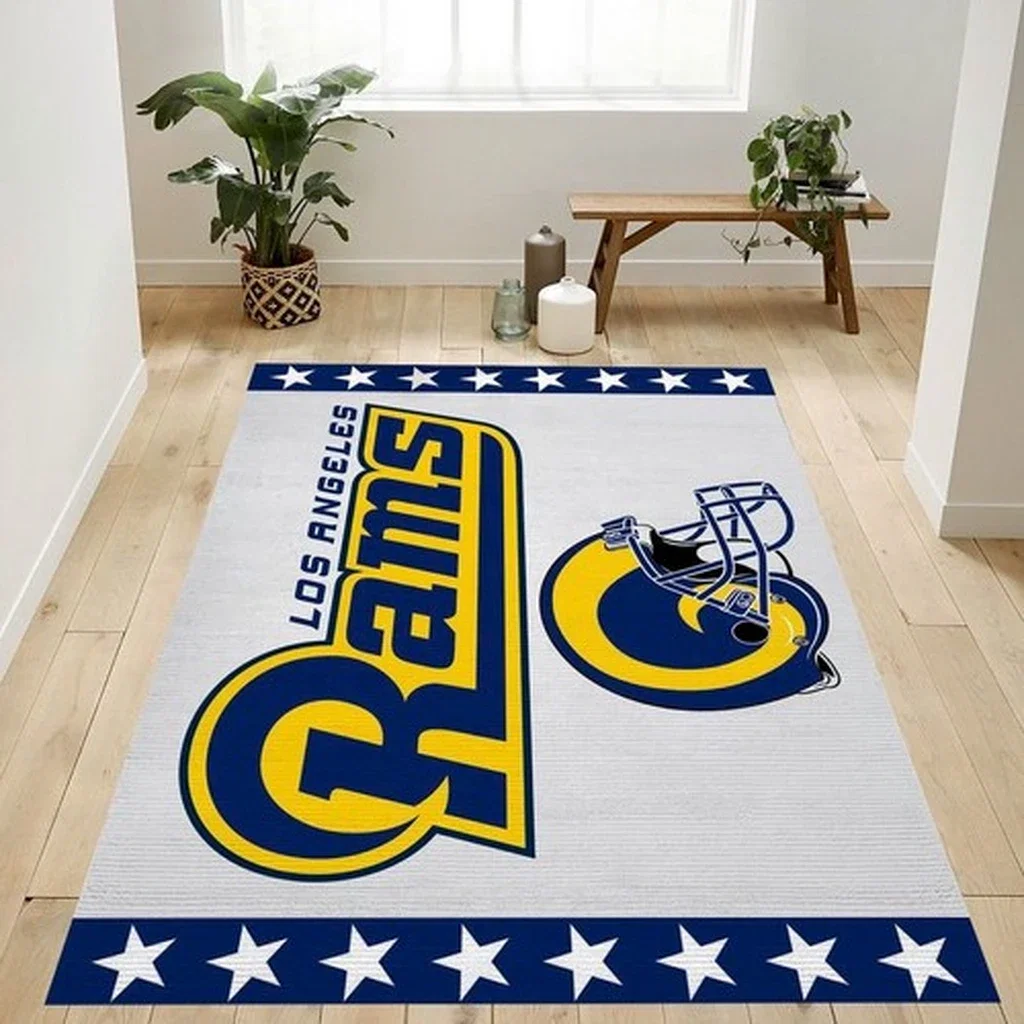 Los Angeles Rams Rug - NFL Team Logo Area for Fans Blue and Yellow