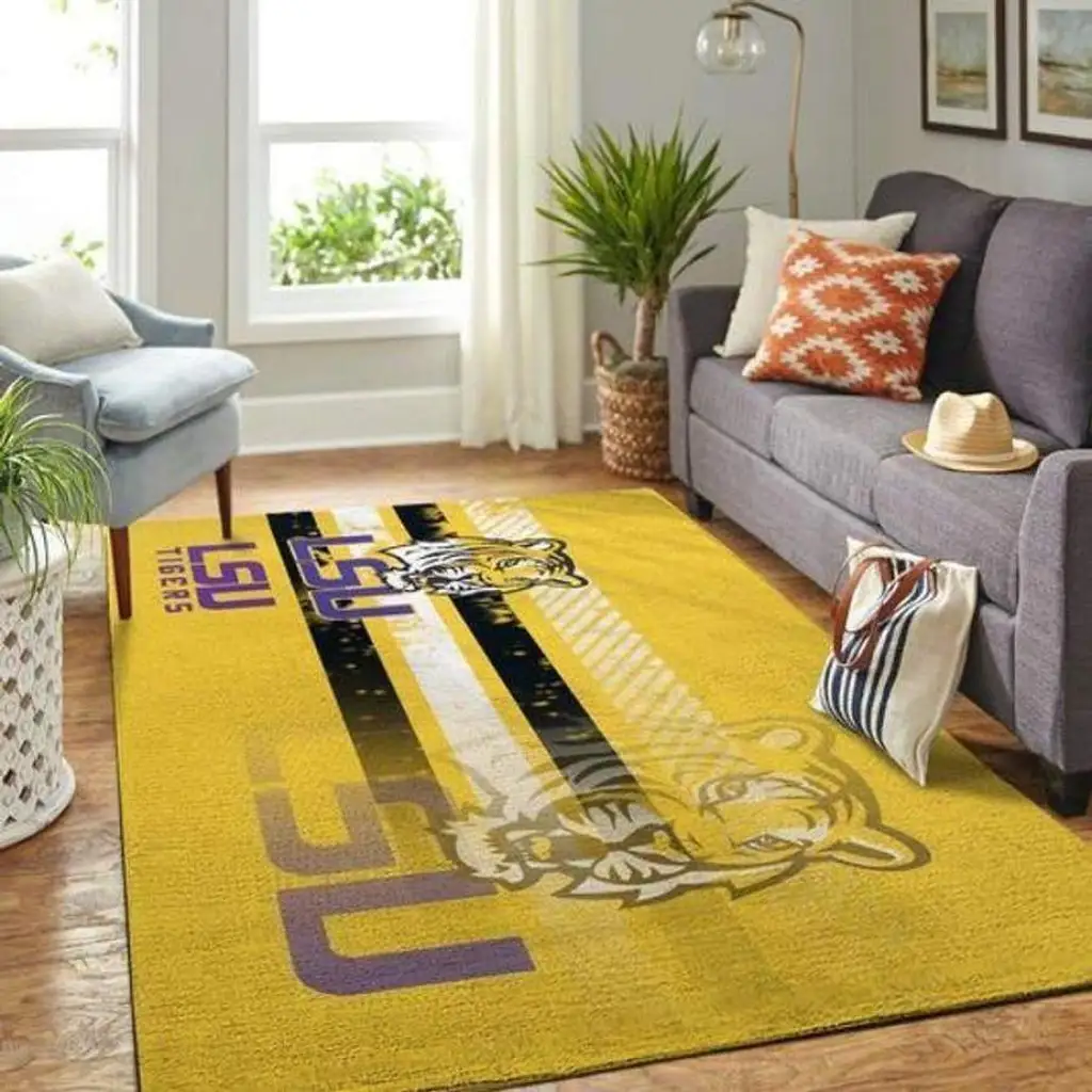 LSU Tigers Rug - Large Area for Home Decor Purple and Yellow
