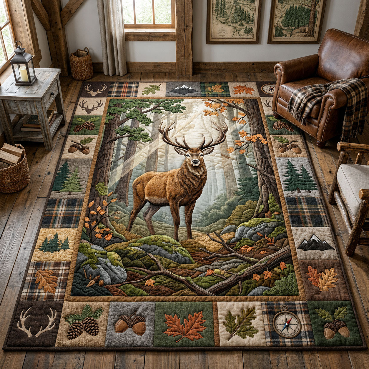 Majestic Deer Area Rug - Non-Slip Washable 3D Print Rug for Living Room & Bedroom (DesignTVC2108195