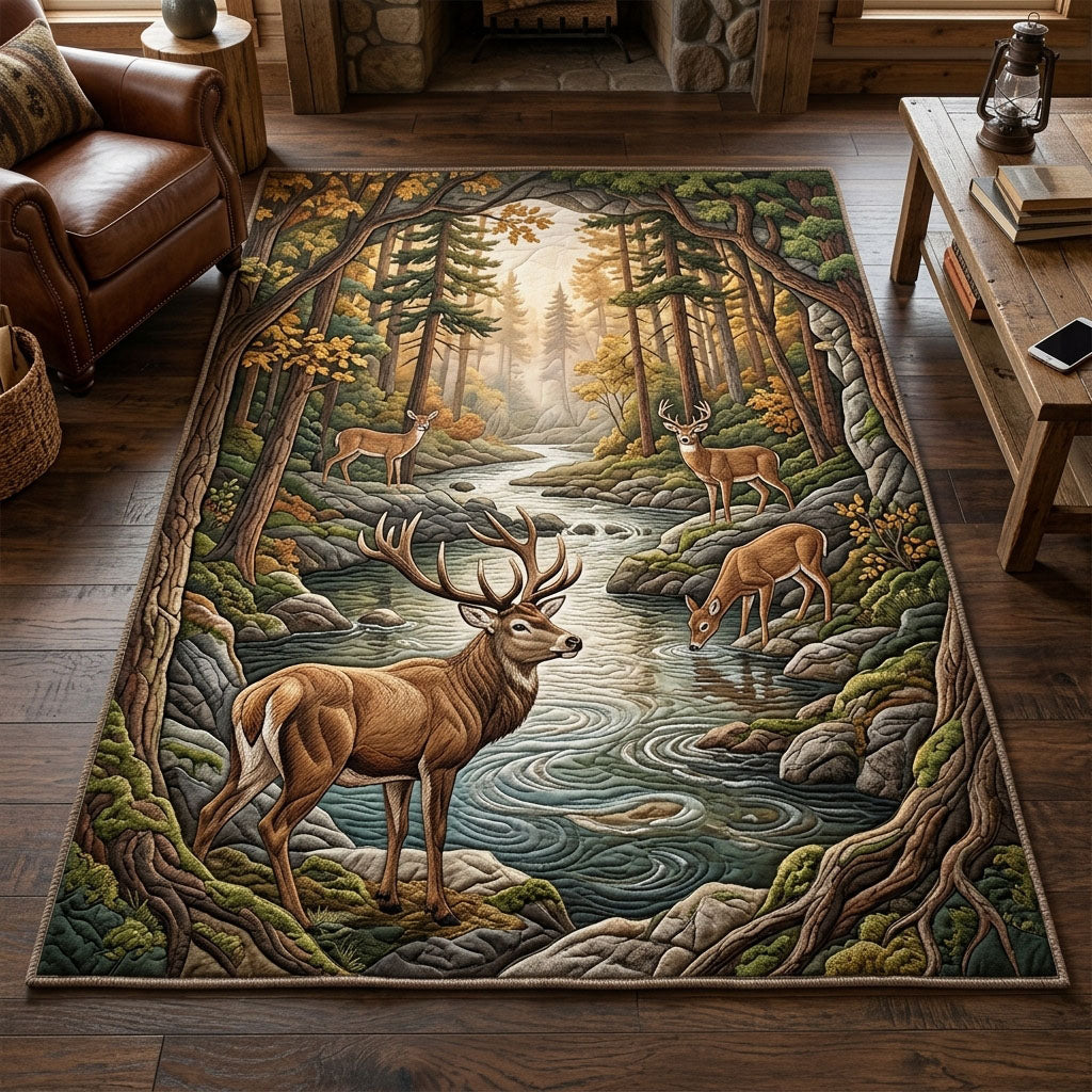 Majestic Deer Area Rug - Non-Slip Washable 3D Print Rug for Living Room & BedroomTVC2108158