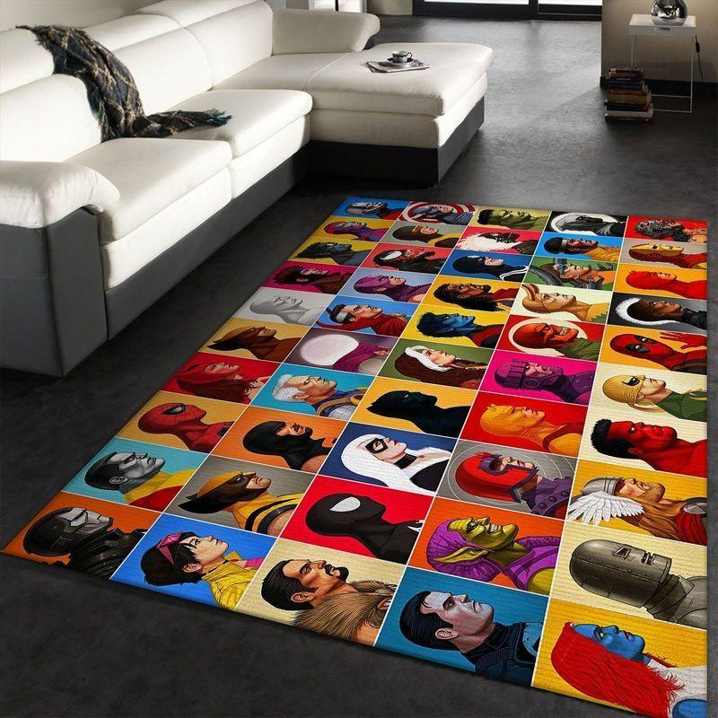 Marvel Comics Collage Head Area Rug Carpet
