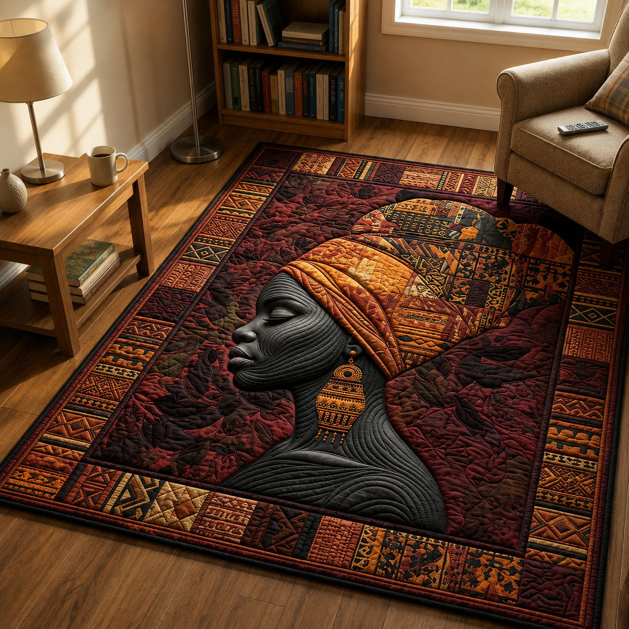 Melanin Queen Area Rug - Non-Slip Washable 3D Print Rug for Living Room & BedroomTVC2108158