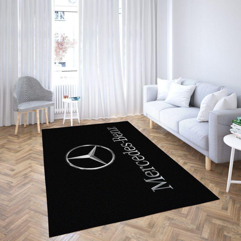 Mercedes Area Rug Black & White Logo Living