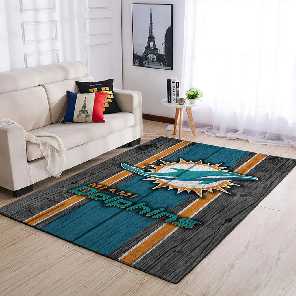 Miami Dolphins Rug - Living Room for Fans Blue and Orange
