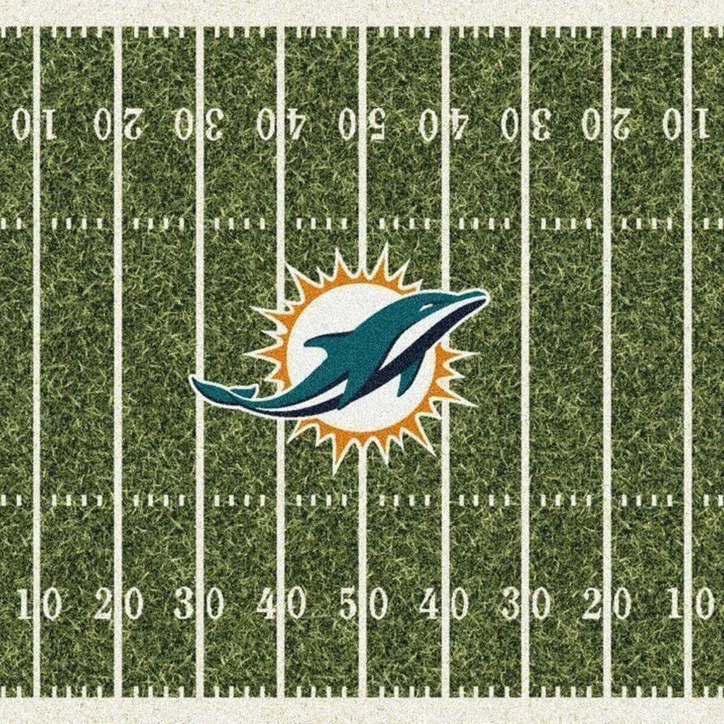 Miami Dolphins Rug - NFL Football Field Colors Green and Orange