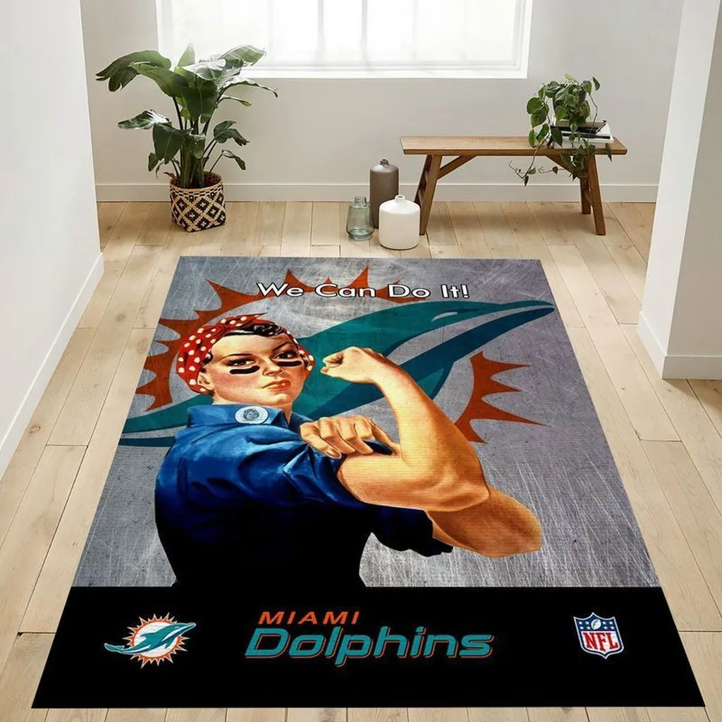 Miami Dolphins Rug - Perfect for Dedicated Fans Blue and Orange