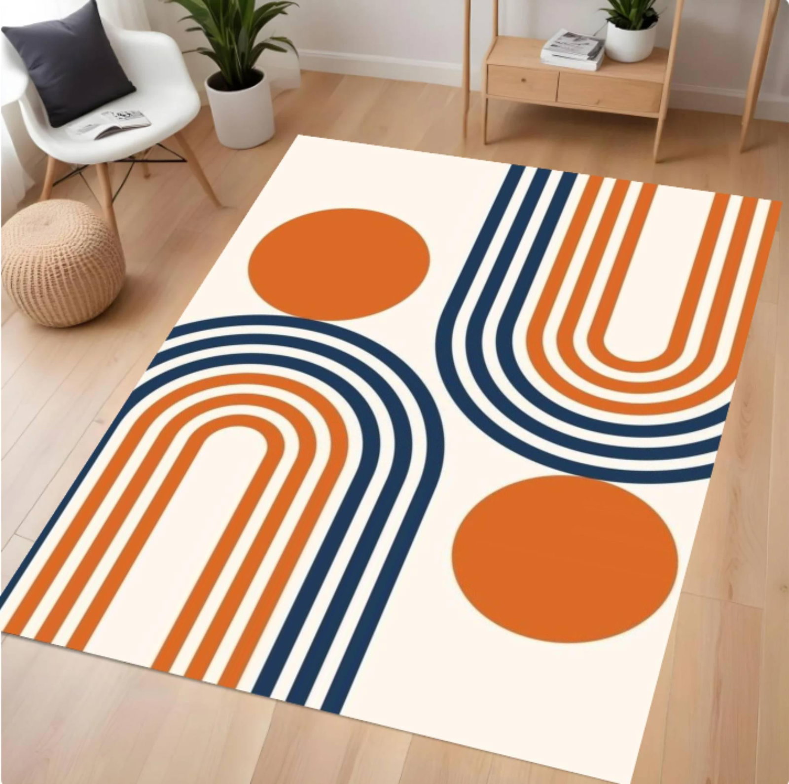 Mid-Century Modern Abstract Geometric Rug - Retro Area RugTVC1708364