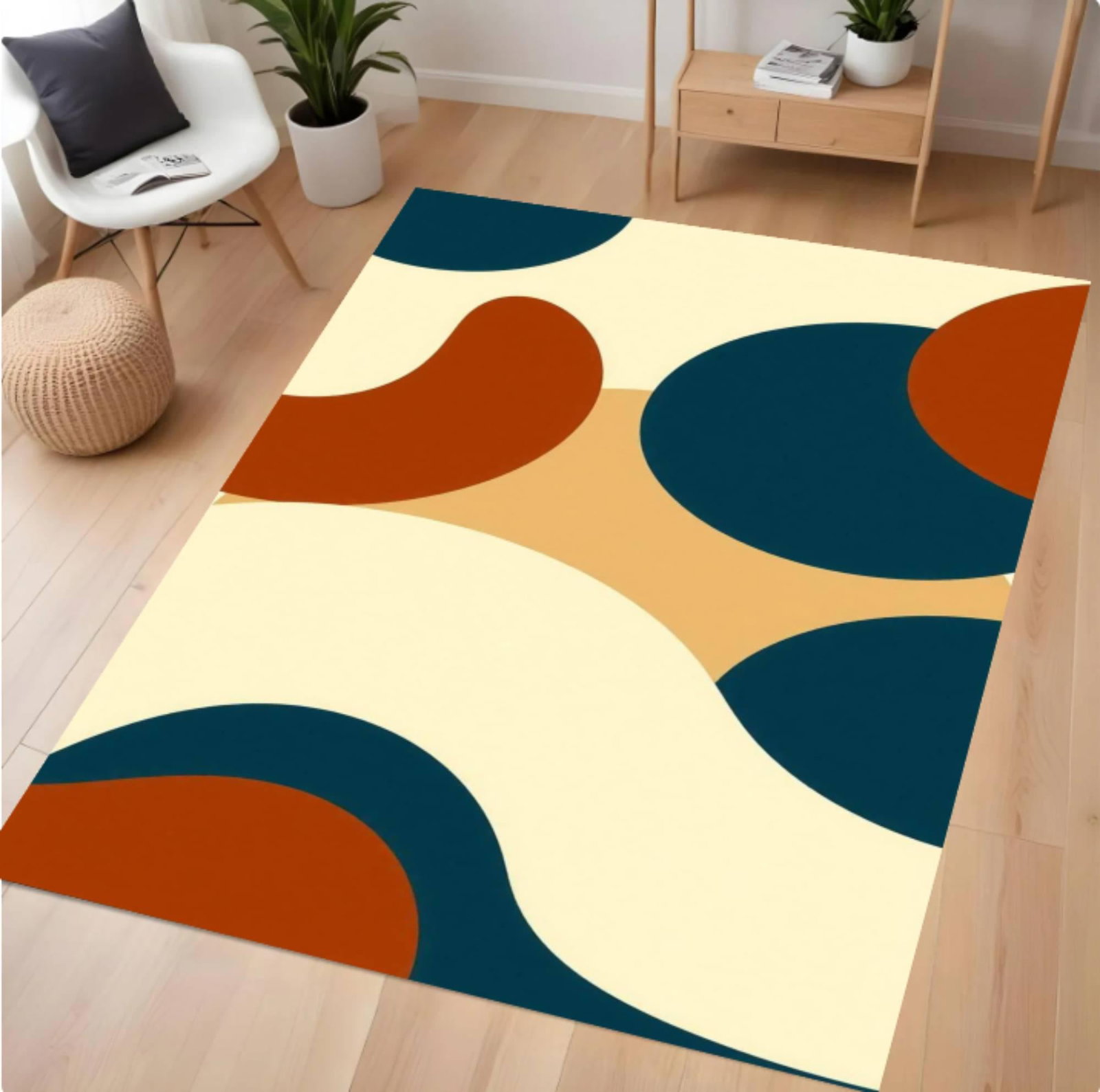 Mid-Century Modern Abstract Organic Rug - Mid-Century Area RugTVC1708367