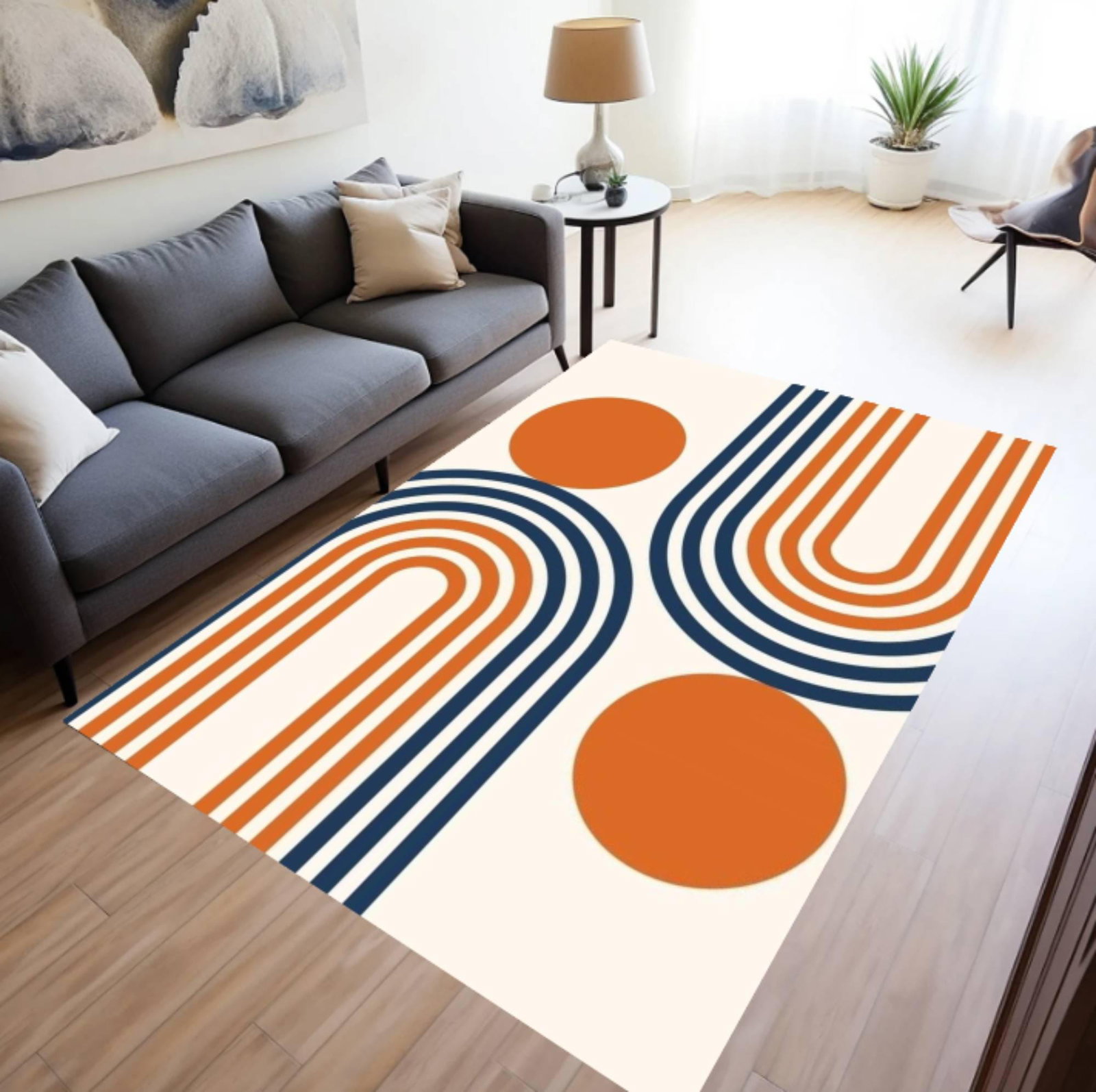 Mid Century Modern Area Rug, Abstract Geometric PatternTVC1708388