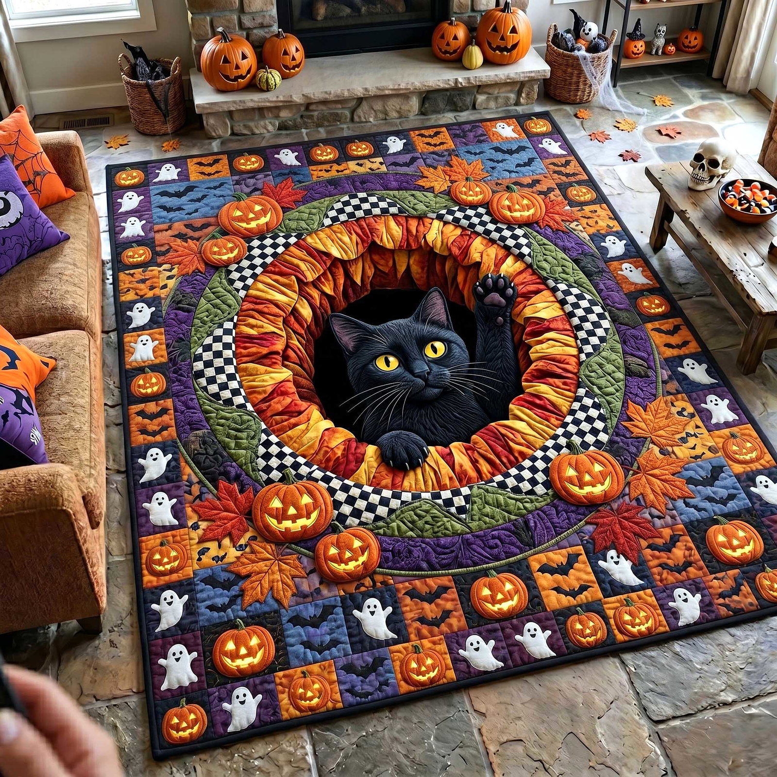 Midnight Mischief Area Rug - Non-Slip Washable 3D Print Rug for Living Room & Bedroom (DesignTVC2108171