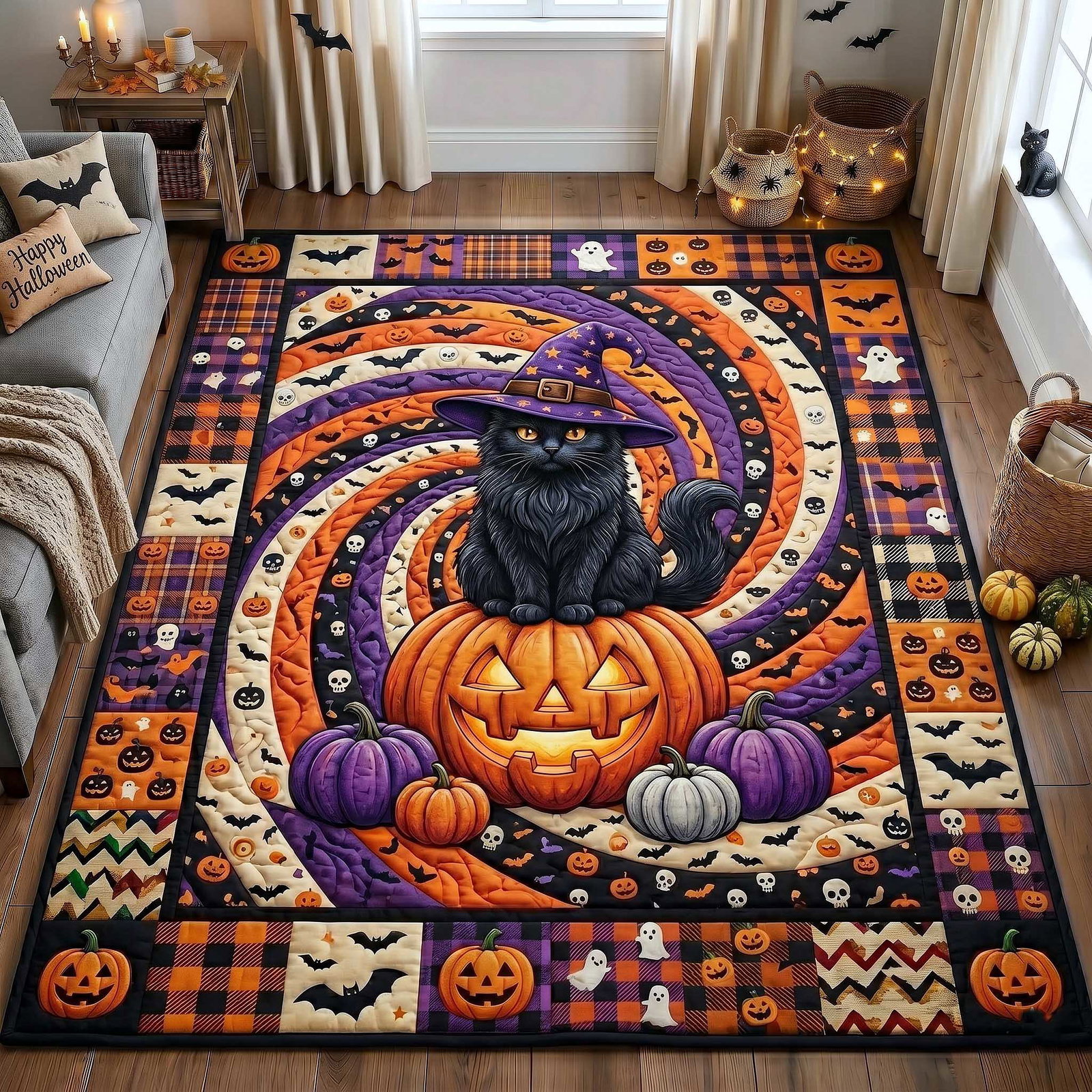 Midnight Mischief Area Rug - Non-Slip Washable 3D Print Rug for Living Room & BedroomTVC2108146