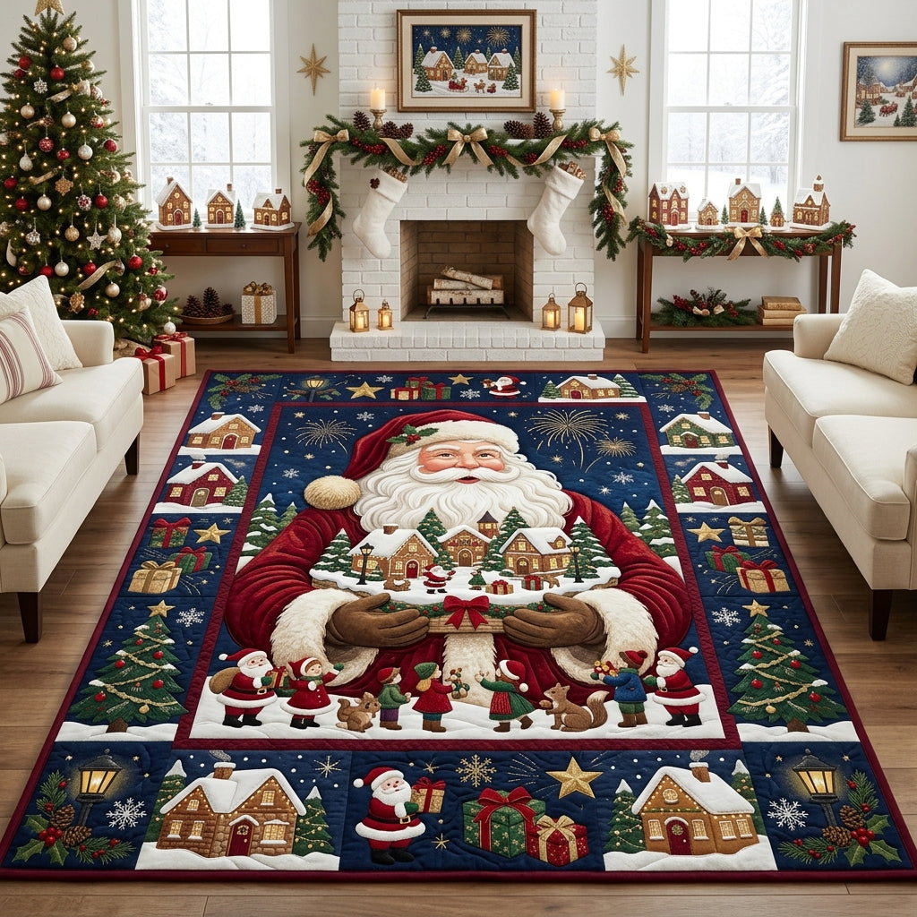 Midnight Village Santa Area Rug - Non-Slip Washable 3D Print Rug for Living Room & BedroomTVC210862