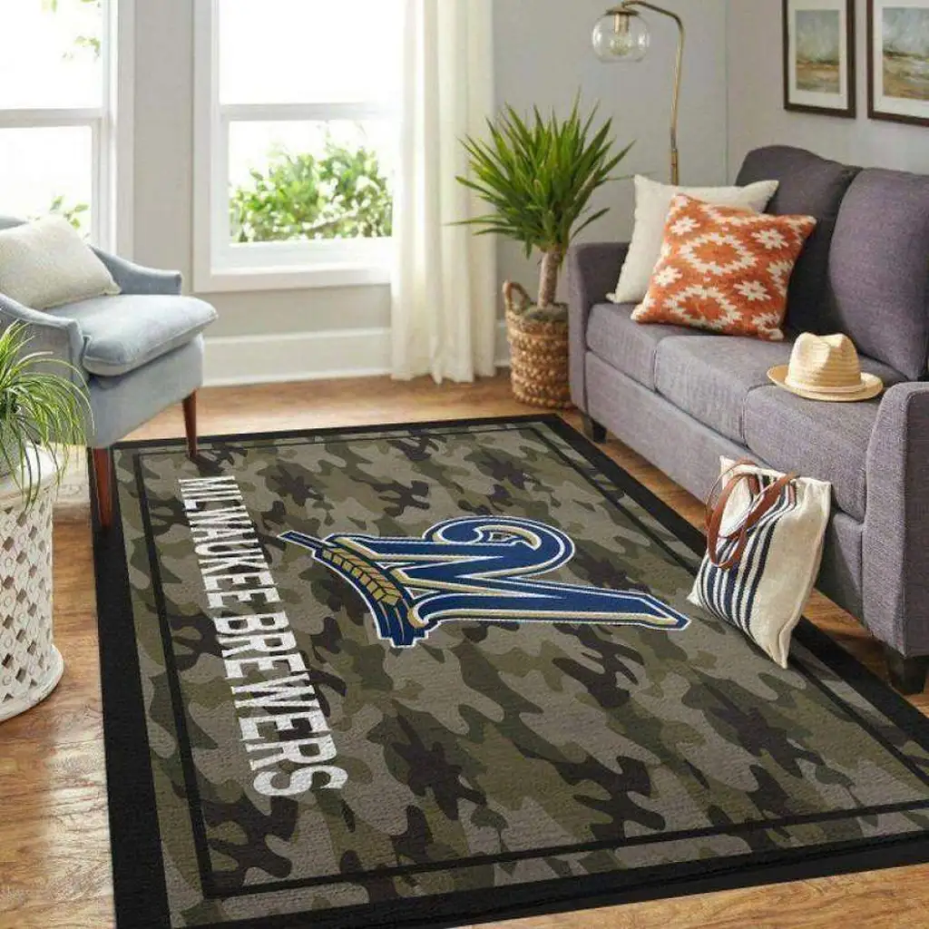 Milwaukee Brewers Rug - Camouflage Area for Fans Black and Green