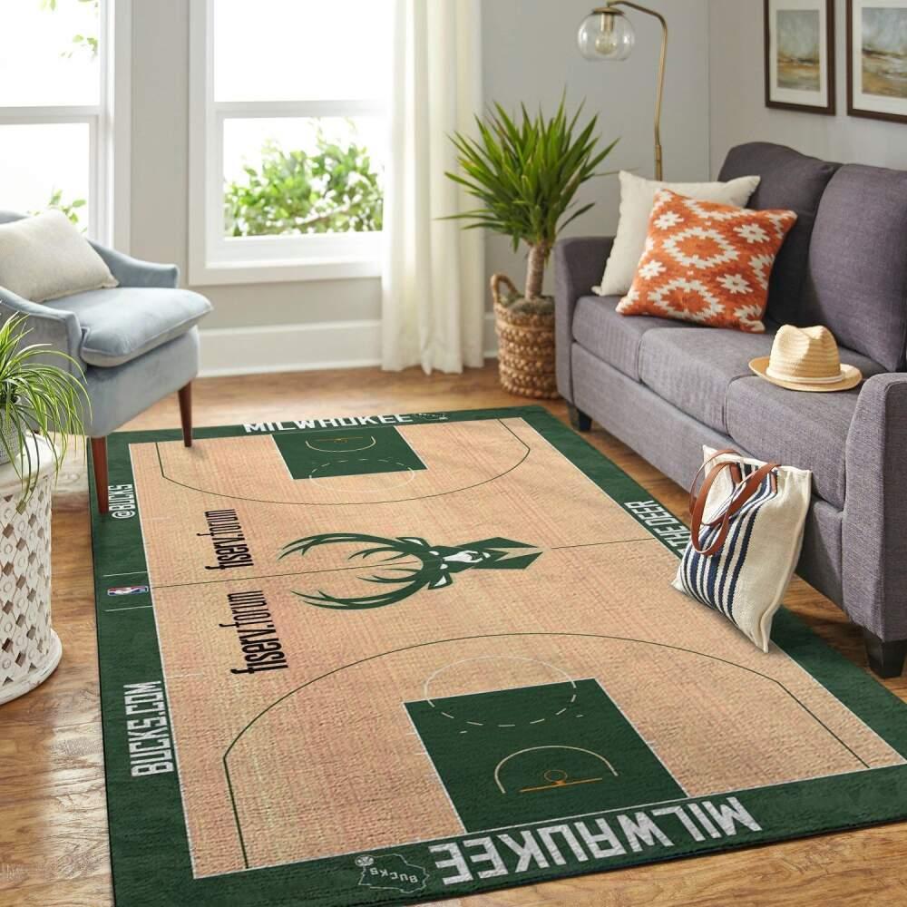 Milwaukee Bucks Court Area Rug Nba Carpet