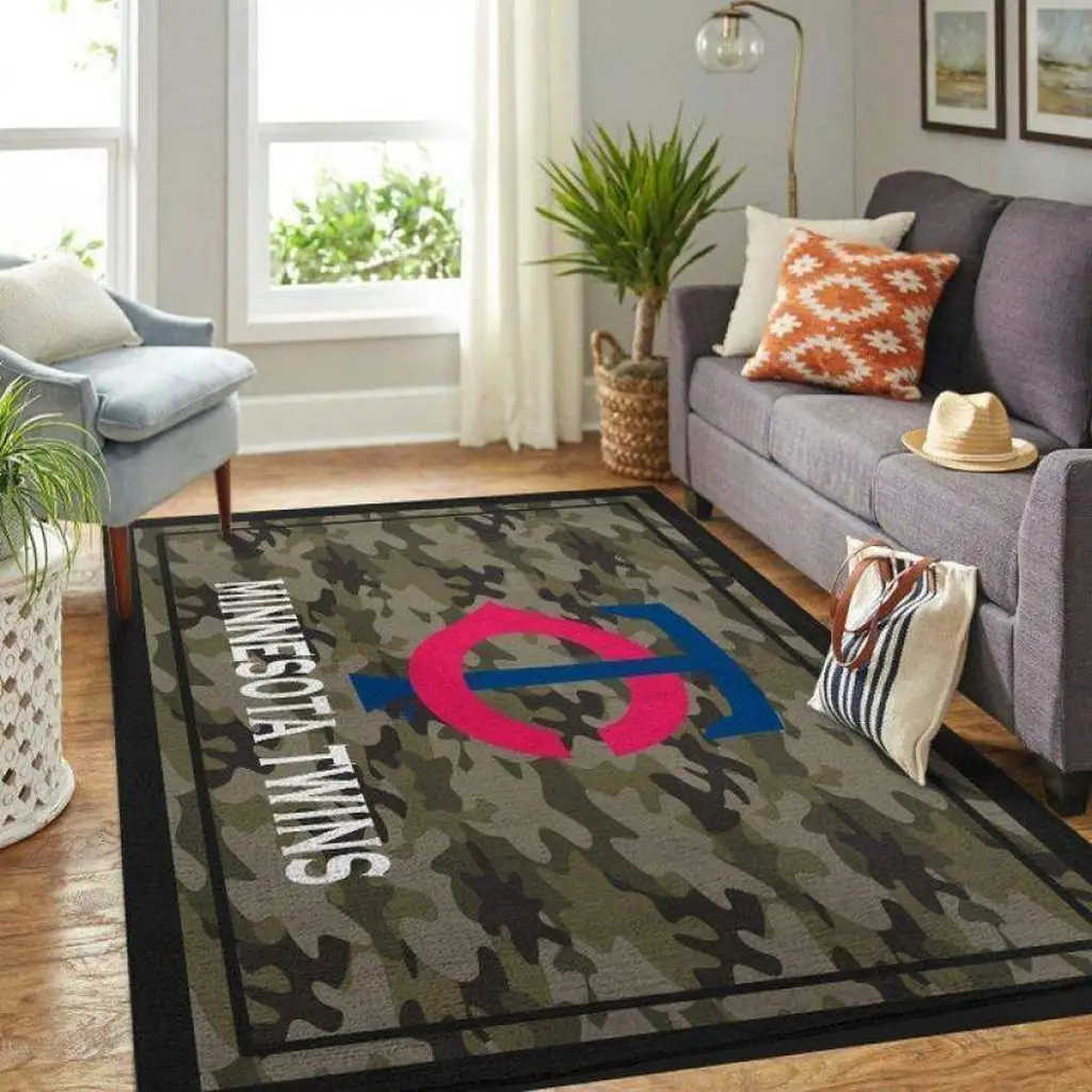 Minnesota Twins Rug - Camo Logo for Living Room Decor Black and Green