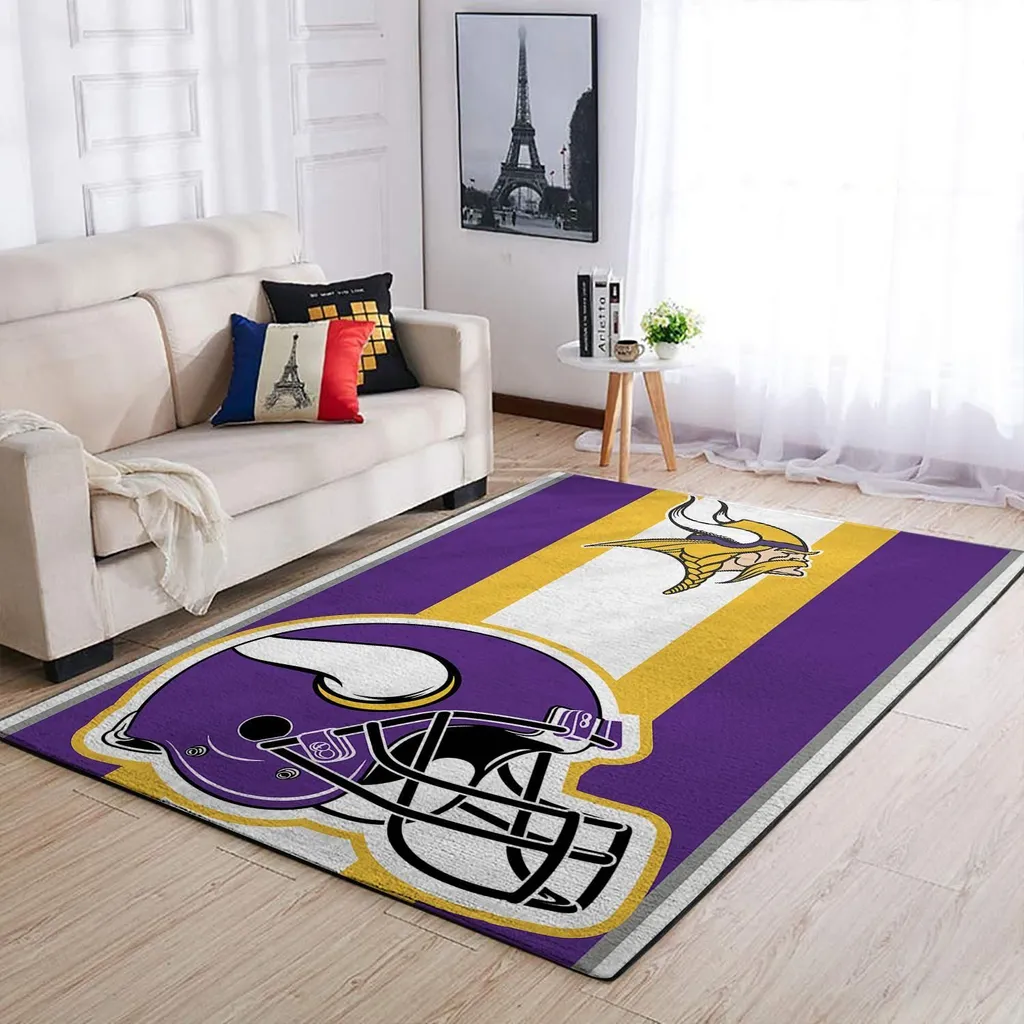 Minnesota Vikings Rug - Area Helmet for Living Room Purple and Yellow