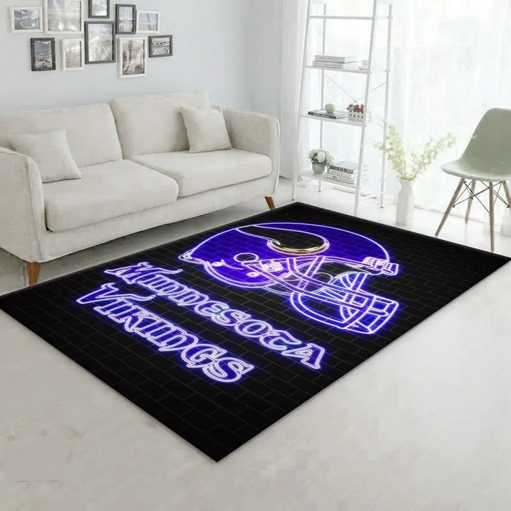 Minnesota Vikings Rug - Football Area for Living Room Black and Purple