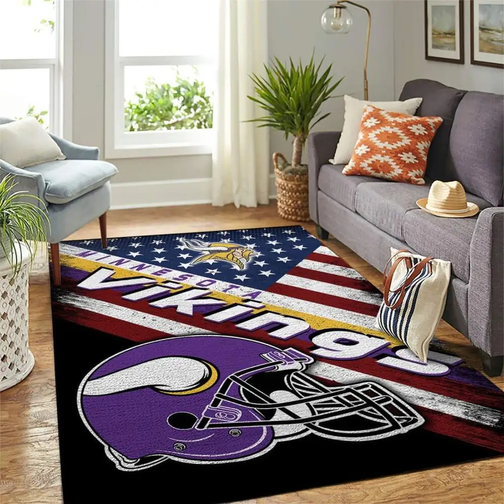 Minnesota Vikings Rug - Football Helmet Area for Fans Purple and White
