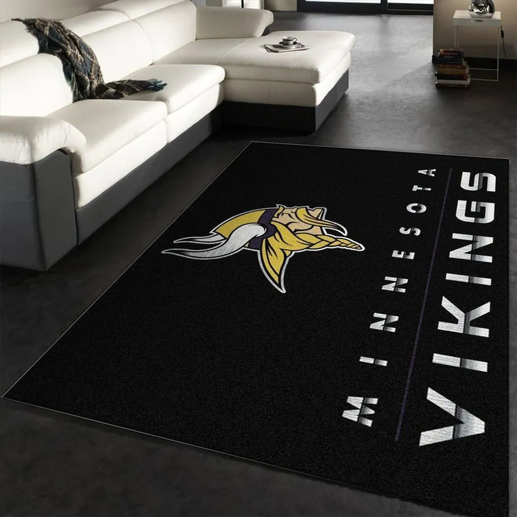 Minnesota Vikings Rug - for Living Room Bedroom Decor Black and Yellow
