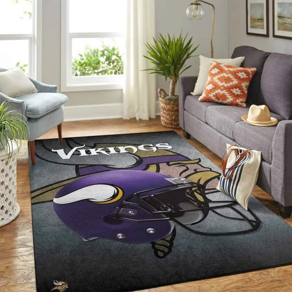 Minnesota Vikings Rug - Helmet Area for Fans Black and Purple