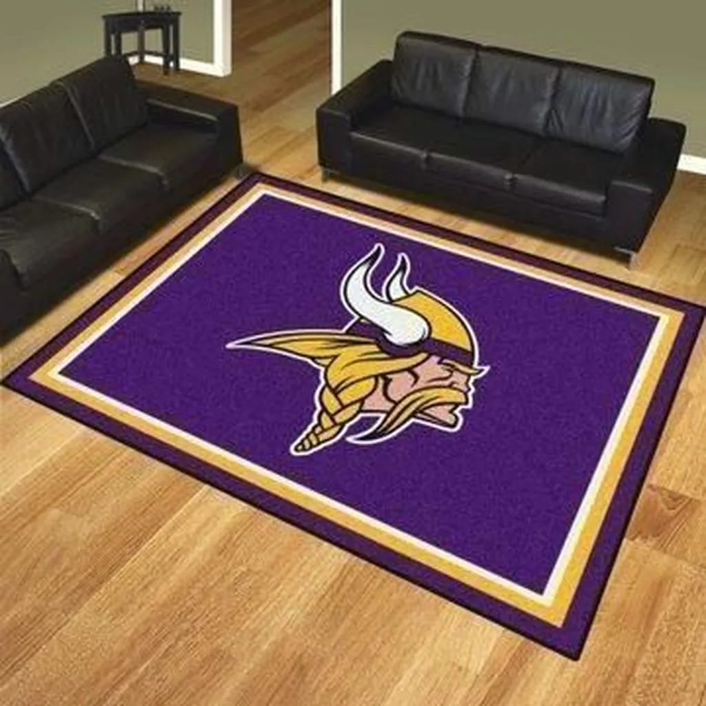 Minnesota Vikings Rug - Logo Area for Living Room Decor Purple and Yellow