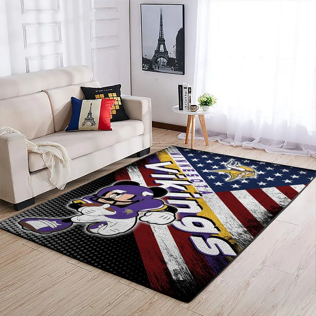 Minnesota Vikings Rug - NFL Football Area Carpet Black and Purple