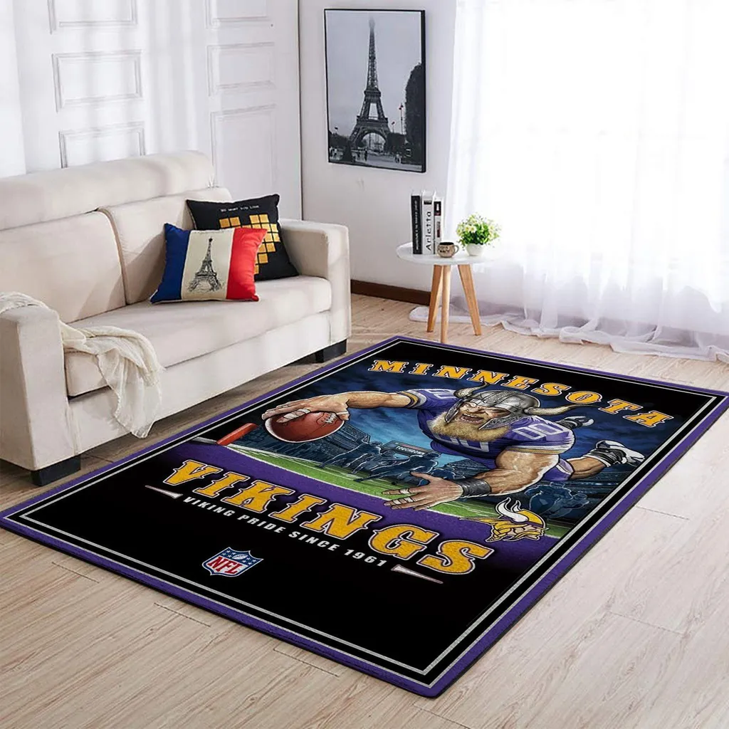 Minnesota Vikings Rug - NFL Football for Fans Decor Black and Purple