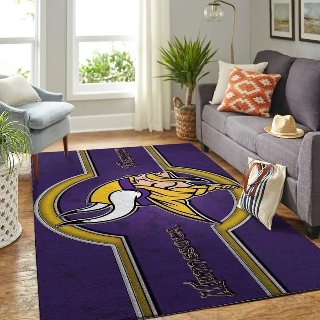 Minnesota Vikings Rug - NFL Team Logo for Home Purple and Yellow