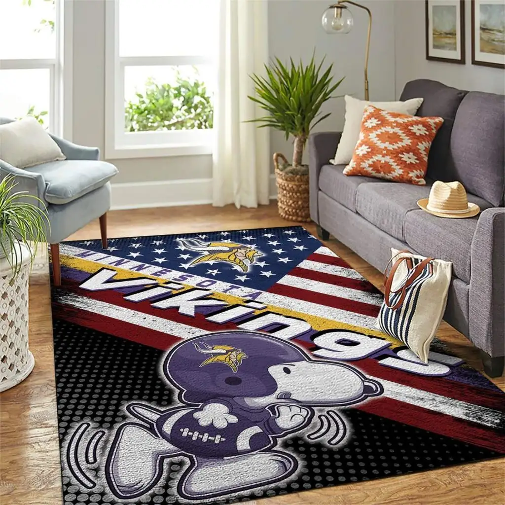 Minnesota Vikings Rug - Snoopy Perfect for Fans Black and Purple