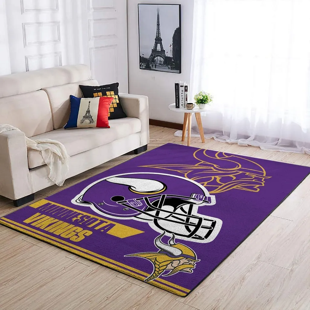 Minnesota Vikings Rug - Team Logo Area Fan Decor Purple and Yellow