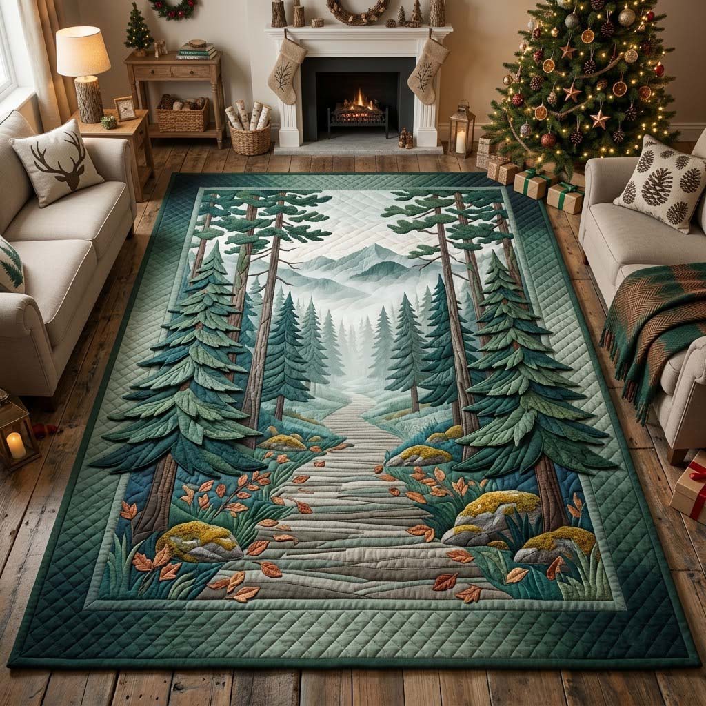 Misty Pine Trail Area Rug - Non-Slip Washable 3D Print Rug for Living Room & BedroomTVC2108102