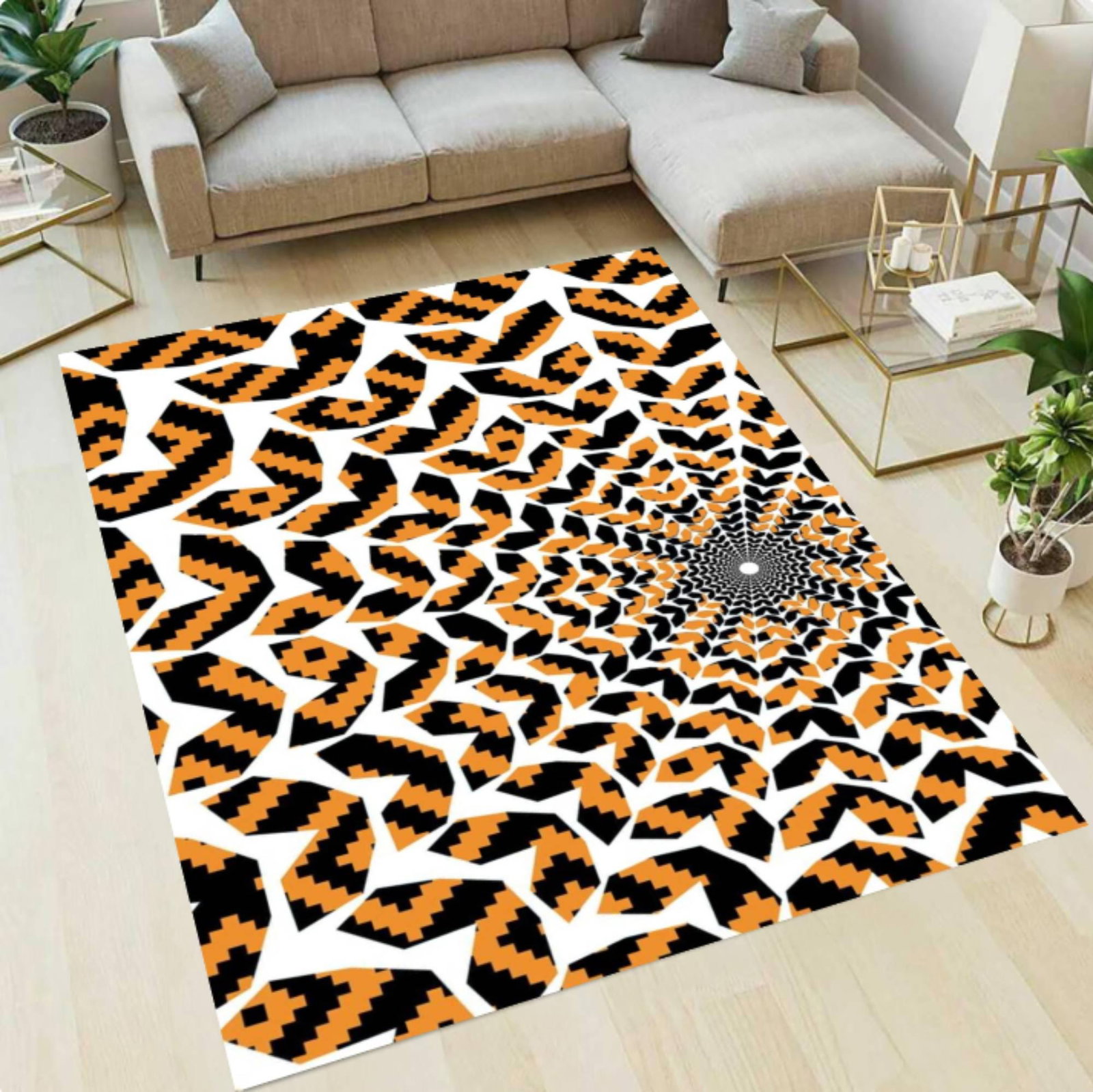 Modern Abstract Area Rug, 3D Optical Illusion Vortex PatternTVC1708397