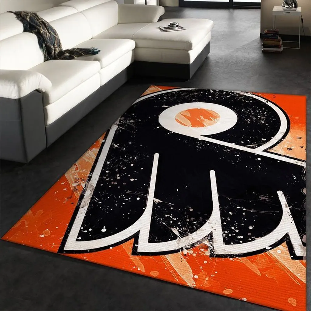 Modern Abstract Area Rug for Stylish Living Room Decor Black and Orange
