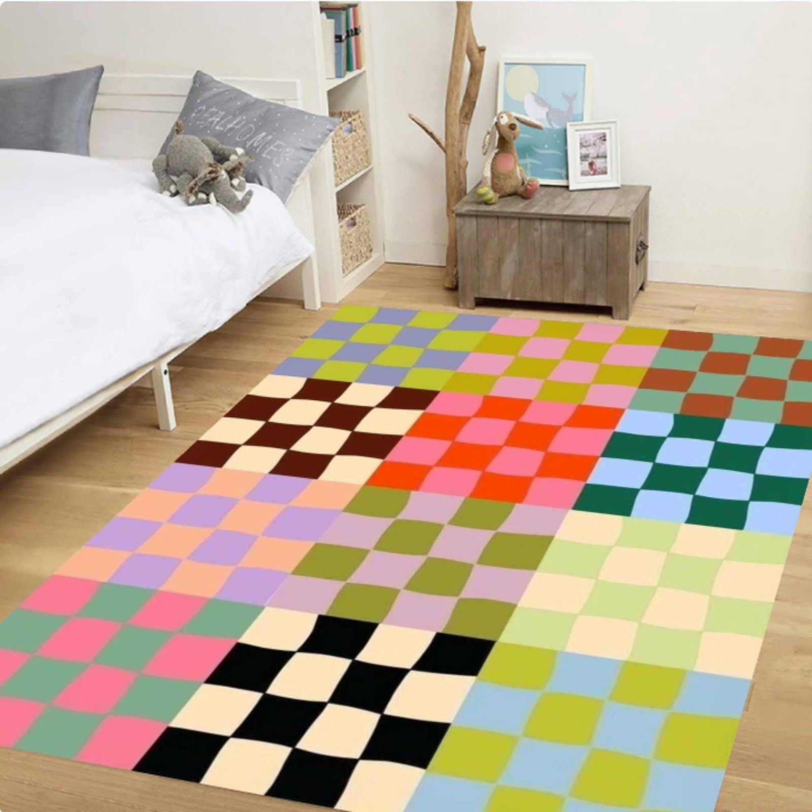 Modern Abstract Colorful Checkerboard Rug - Retro PatchworkTVC1708388