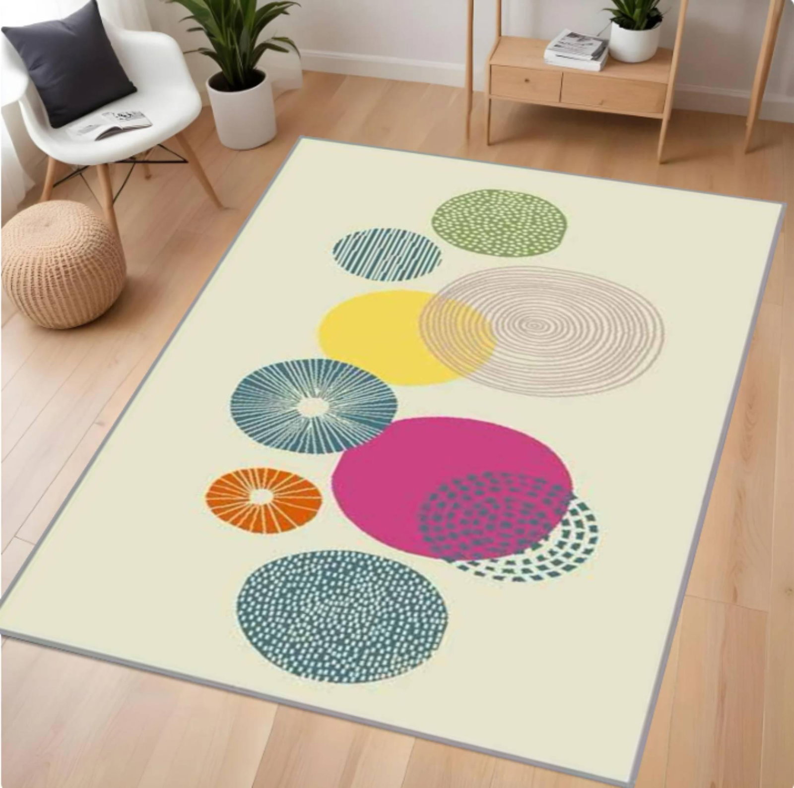 Modern Abstract Geometric Area Rug, Colorful Circle PatternTVC1708386