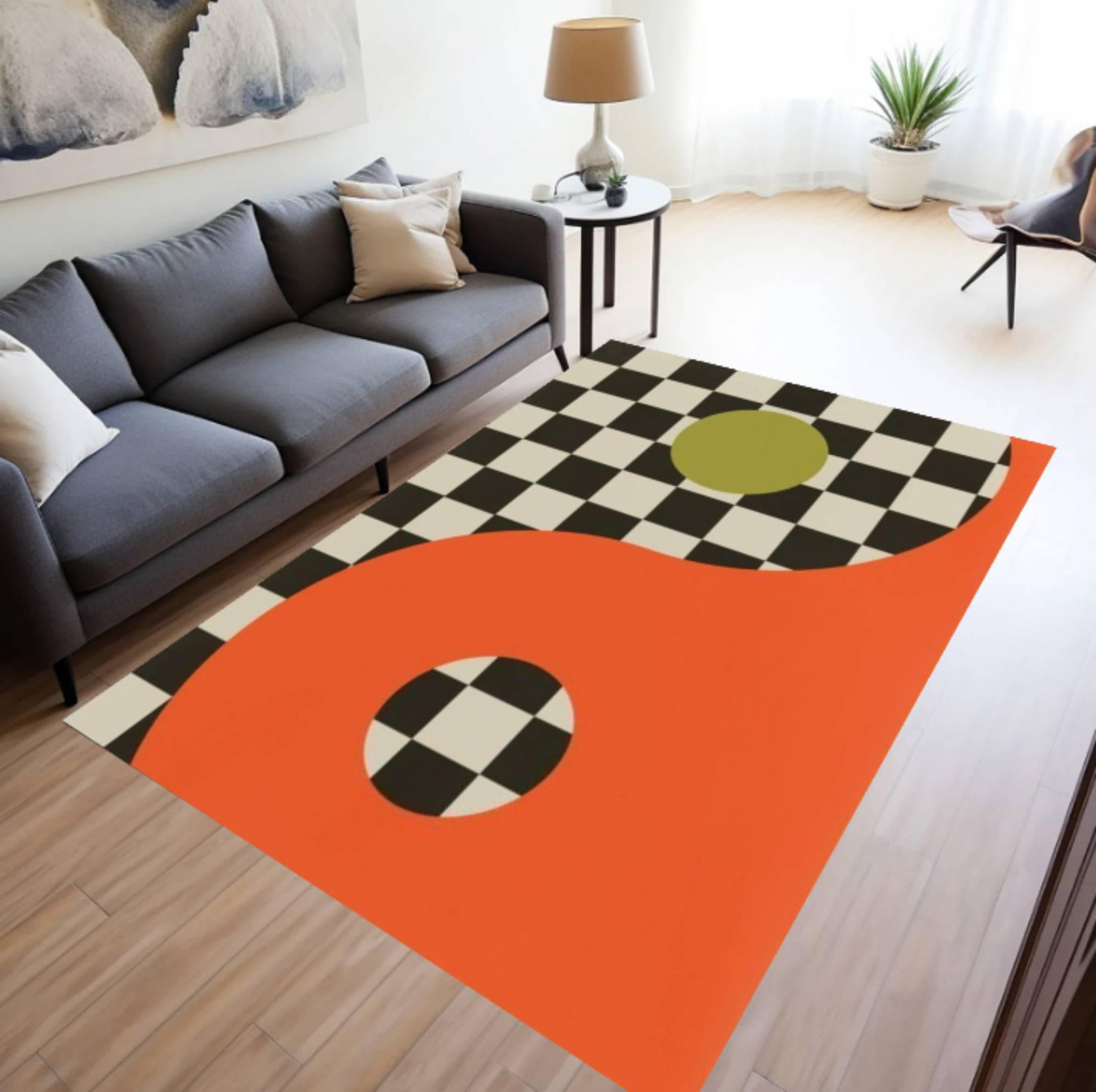 Modern Abstract Geometric Checkerboard Rug - Modern Retro StyleTVC1708388