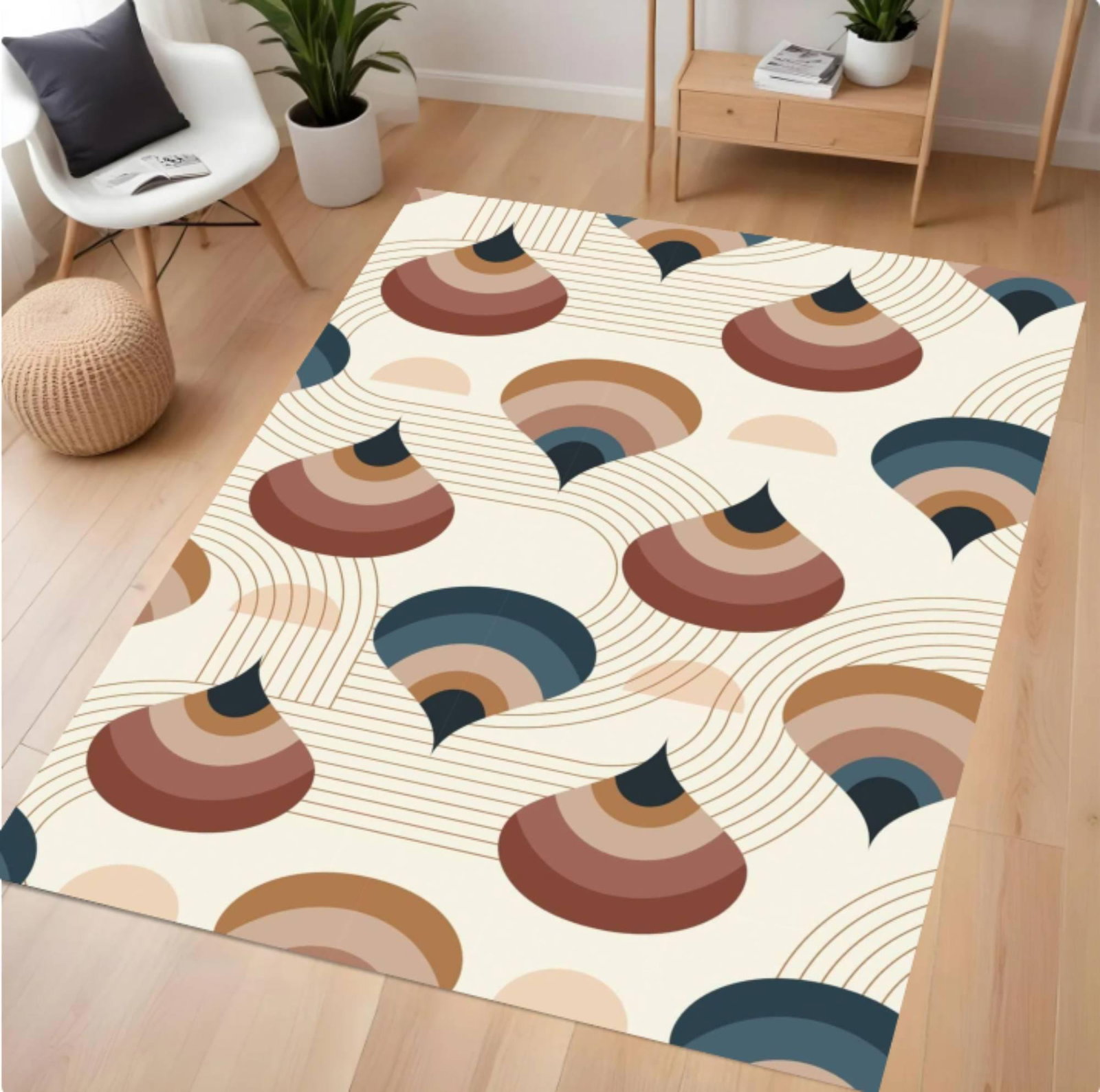Modern Abstract Rug Retro Geometric Floor Decor Living Room RugTVC1708366