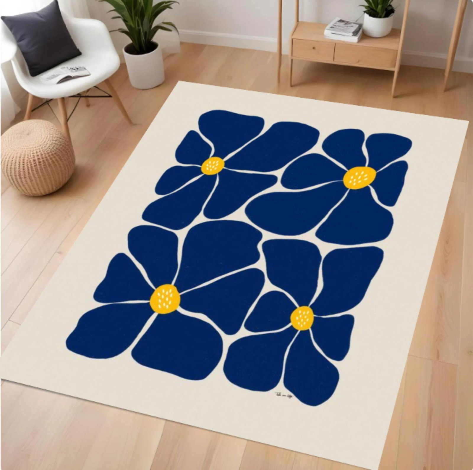 Modern Floral Rug Flower Minimal Rug Washable Rug Non-slipTVC1708358